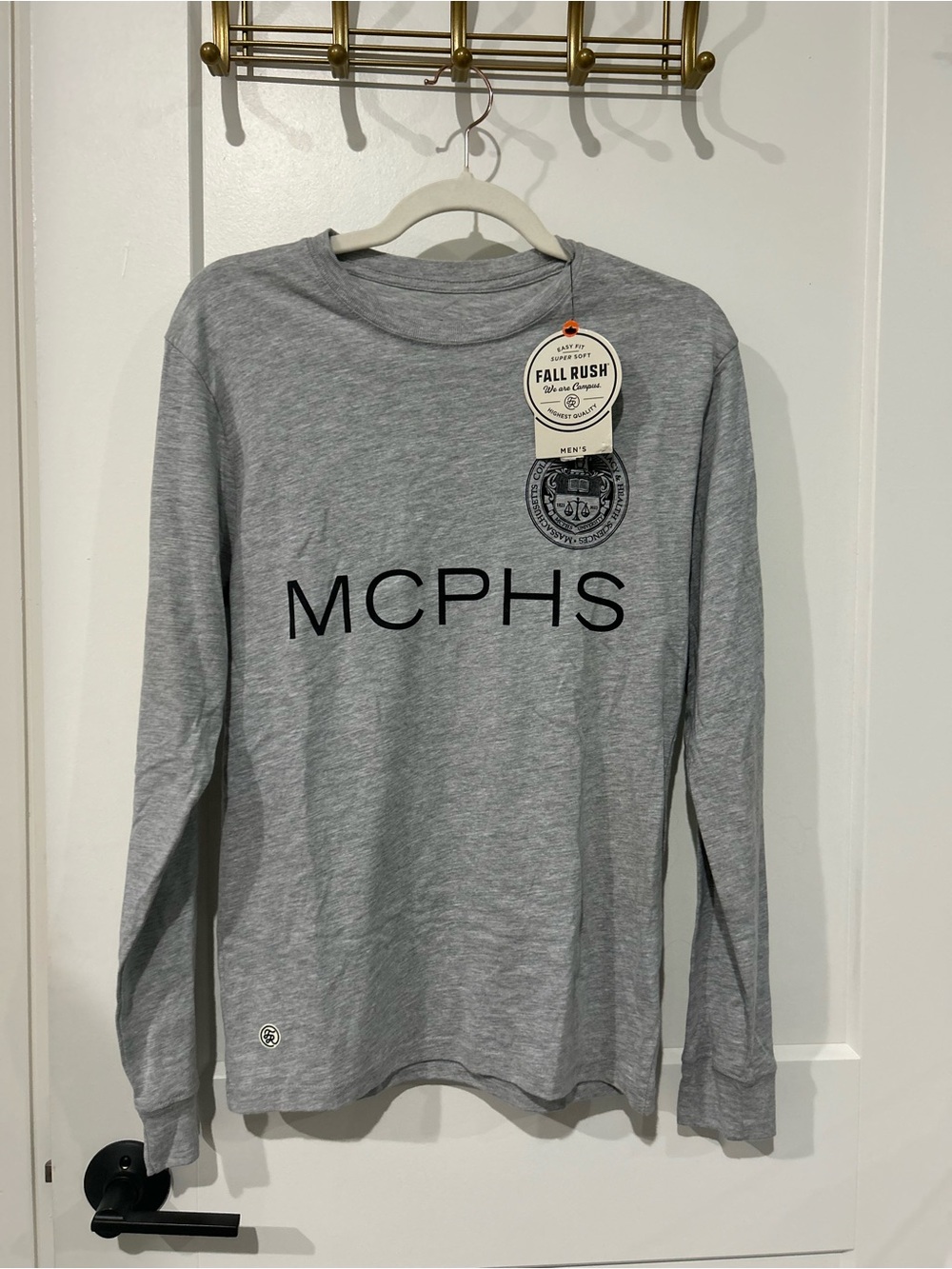 NWT MCPHS Men's Gray Long-Sleeve Logo Tee